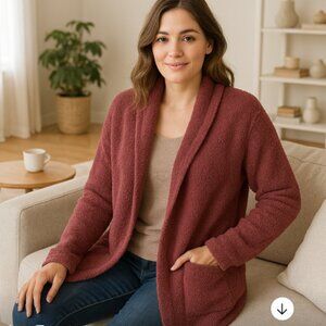 Barefoot Dreams Cozy Chic Open Front Cardigan Sweater Women’s Small Athleisure